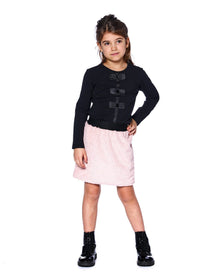 T-shirt à nœud en jersey de coton biologique à manches longues noir