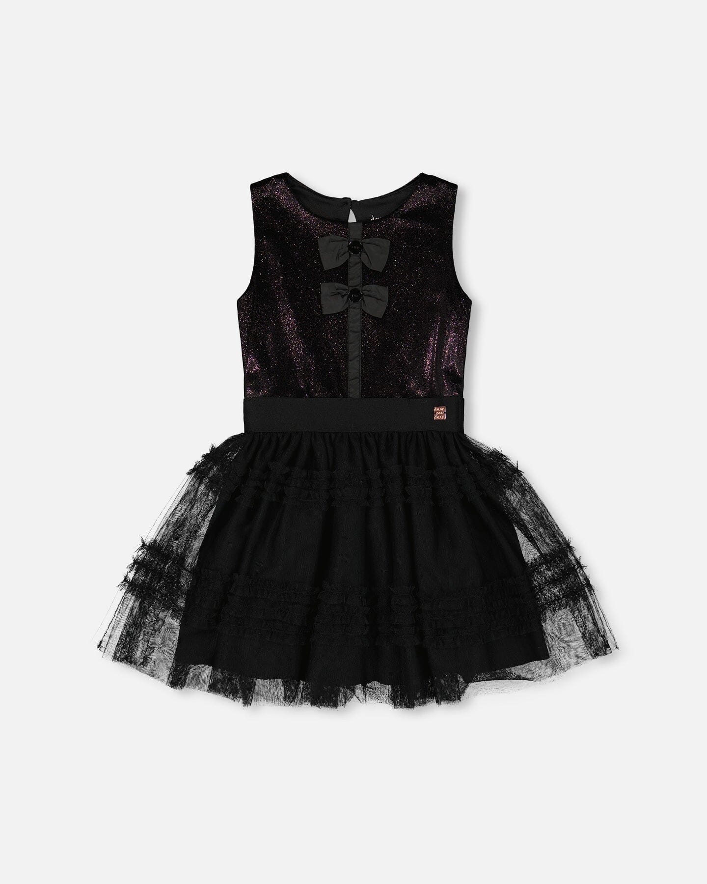 Robe sans manches bi-matière velours et résille noire