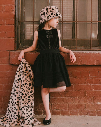 Robe sans manches bi-matière velours et résille noire