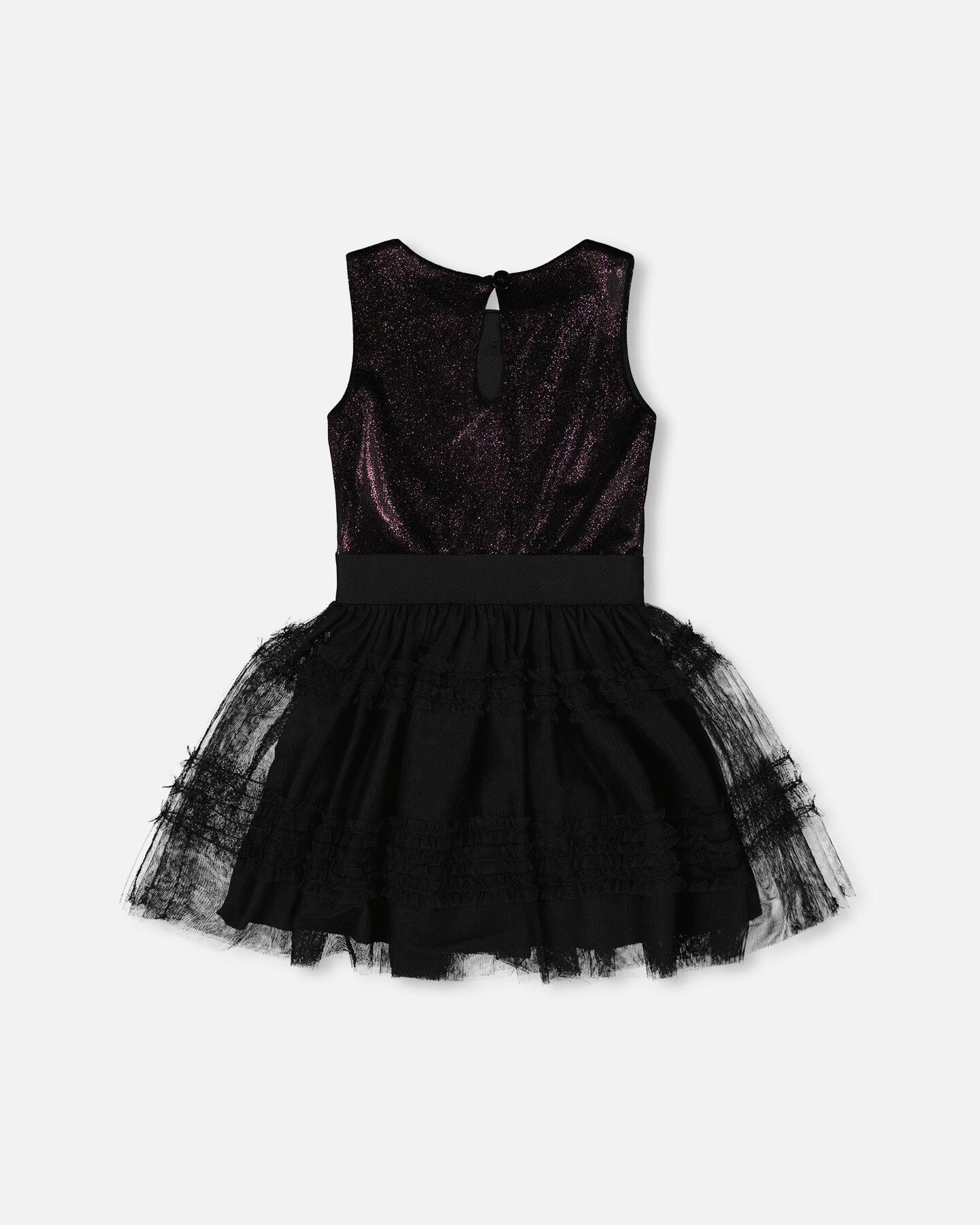 Robe sans manches bi-matière velours et résille noire