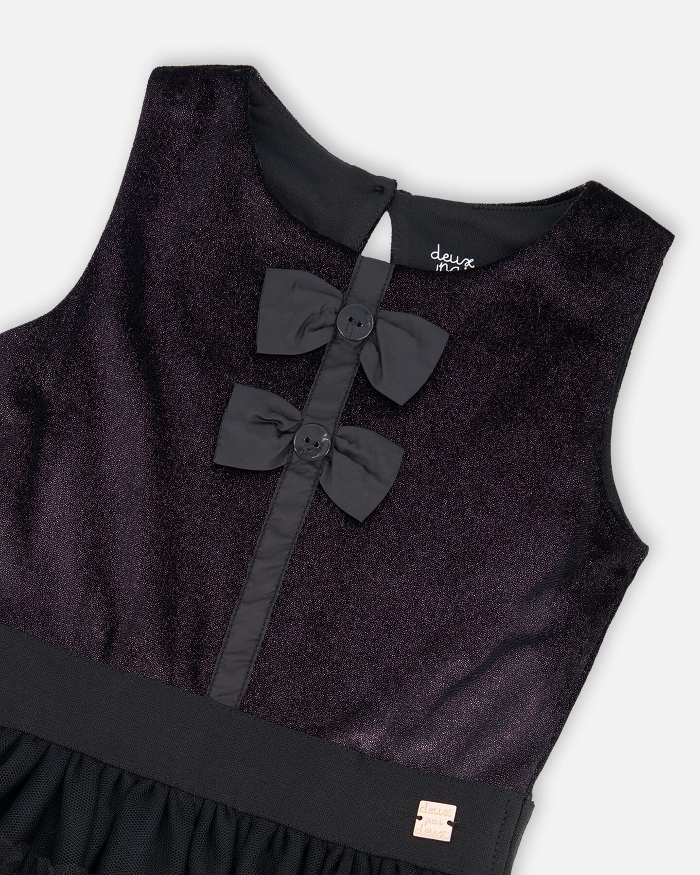 Robe sans manches bi-matière velours et résille noire