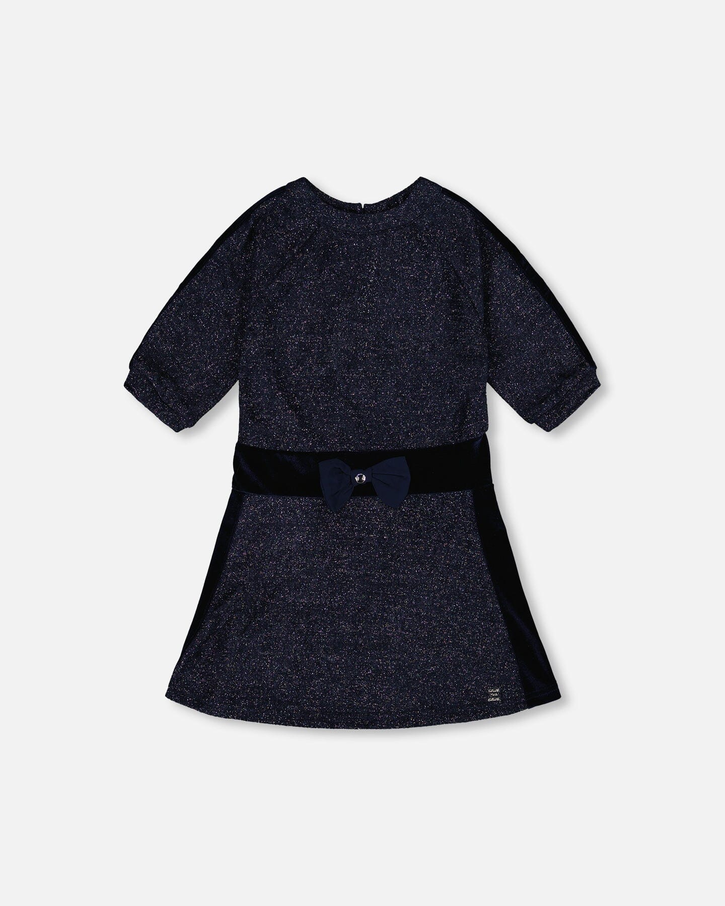 Robe lurex manches 3/4 bleu marine