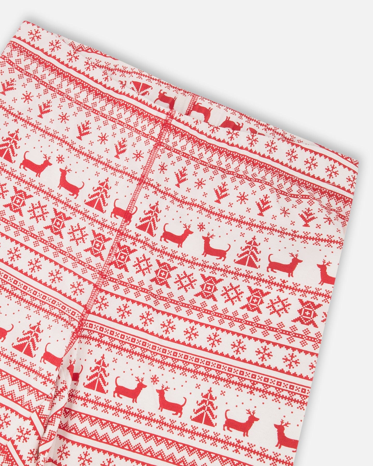 Pyjama deux pièces en coton biologique pour femme - motif Fairisle rouge et blanc