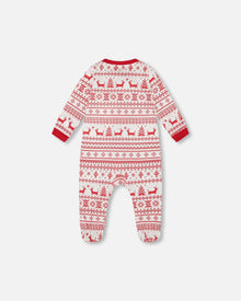 Organic Cotton Baby One-Piece Pajama Red And White Fairisle