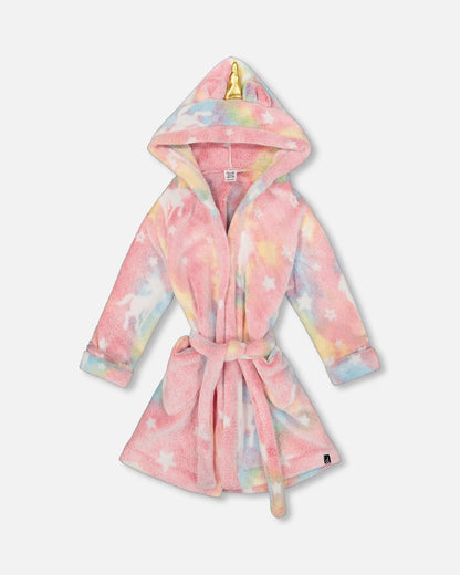 Robe de chambre en peluche phosphorescente multicolore