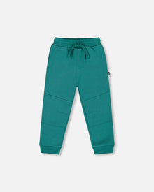 Fleece Sweatpants With Articulated Knees Forest Green
