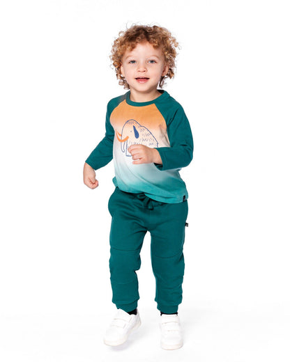 Fleece Sweatpants With Articulated Knees Forest Green