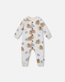 Combinaison une-pièce en polaire imprimé mammouth beige