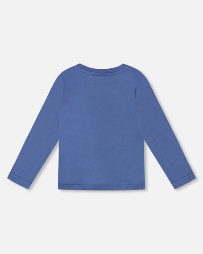 T-shirt à manches longues en coton biologique bleu