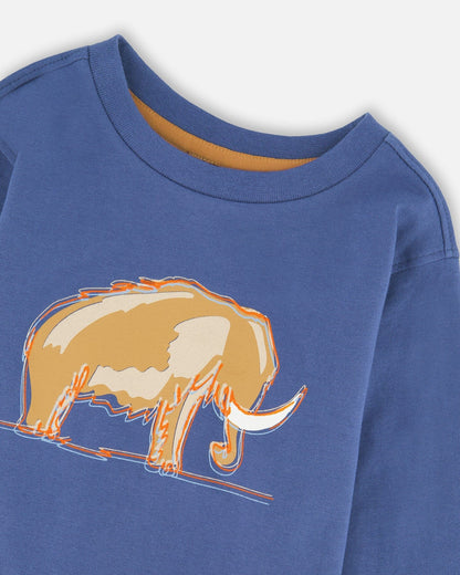 T-shirt à manches longues en coton biologique bleu