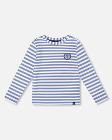 T-shirt en jersey rayé manches longues super doux bleu clair