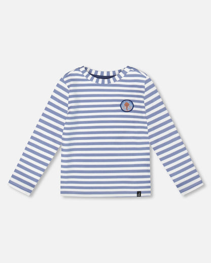 Super Soft Long Sleeve Striped Jersey T-Shirt Light Blue