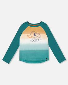 T-shirt en jersey de coton biologique à manches raglan vert forêt