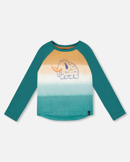 T-shirt en jersey de coton biologique à manches raglan vert forêt