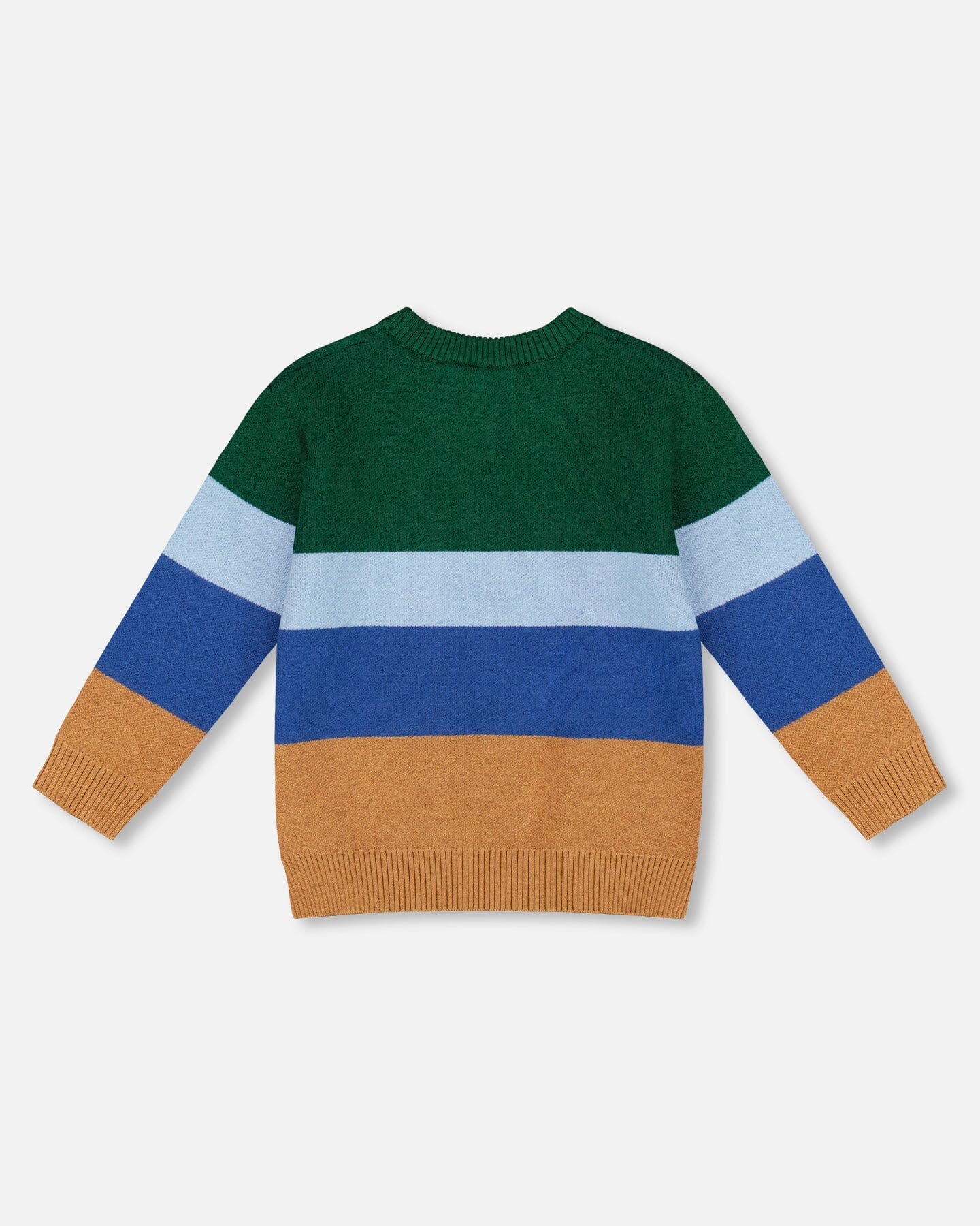 Pull en maille à manches longues bleu, vert et marron