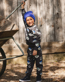 Pantalon de jogging polaire à imprimé chien gris