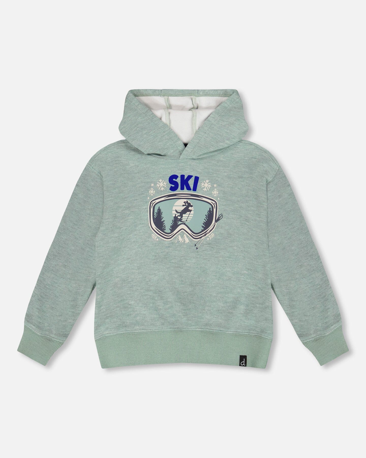 Sweat-shirt brossé à capuche très doux avec motif imprimé vert
