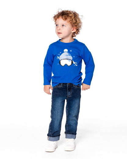 Long Sleeve Organic Cotton Jersey Tee Blue