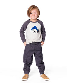 T-shirt en jersey de coton biologique à manches raglan gris chiné clair