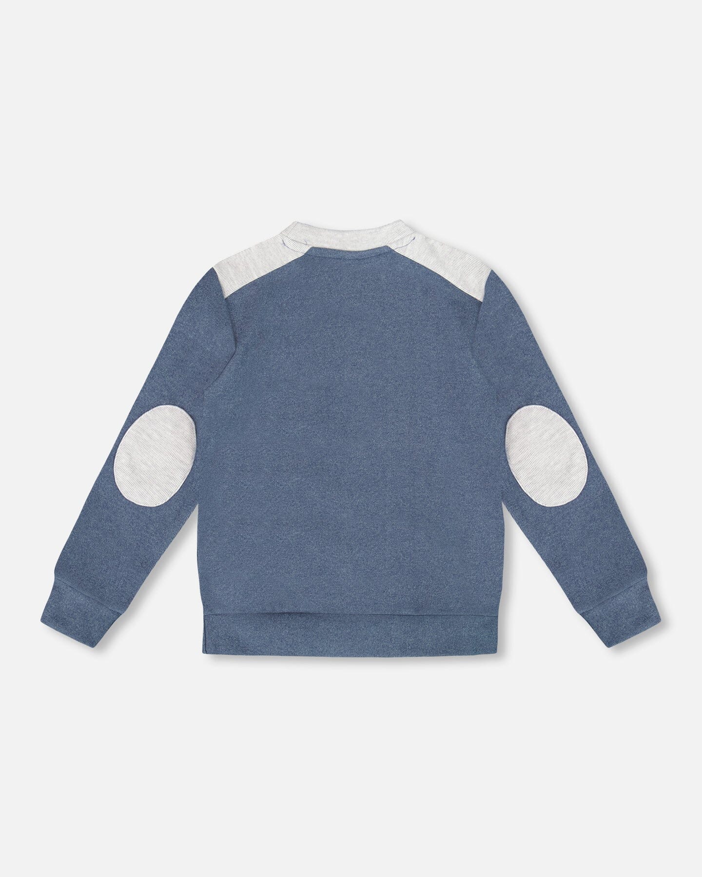 Super Soft Long Sleeve Flat Back Rib Top With Elbow Patches Navy Blue