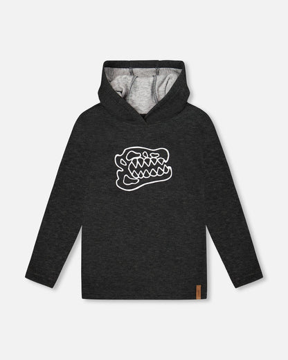 Long Sleeve Super Soft Brushed Jersey Hooded Tee Black