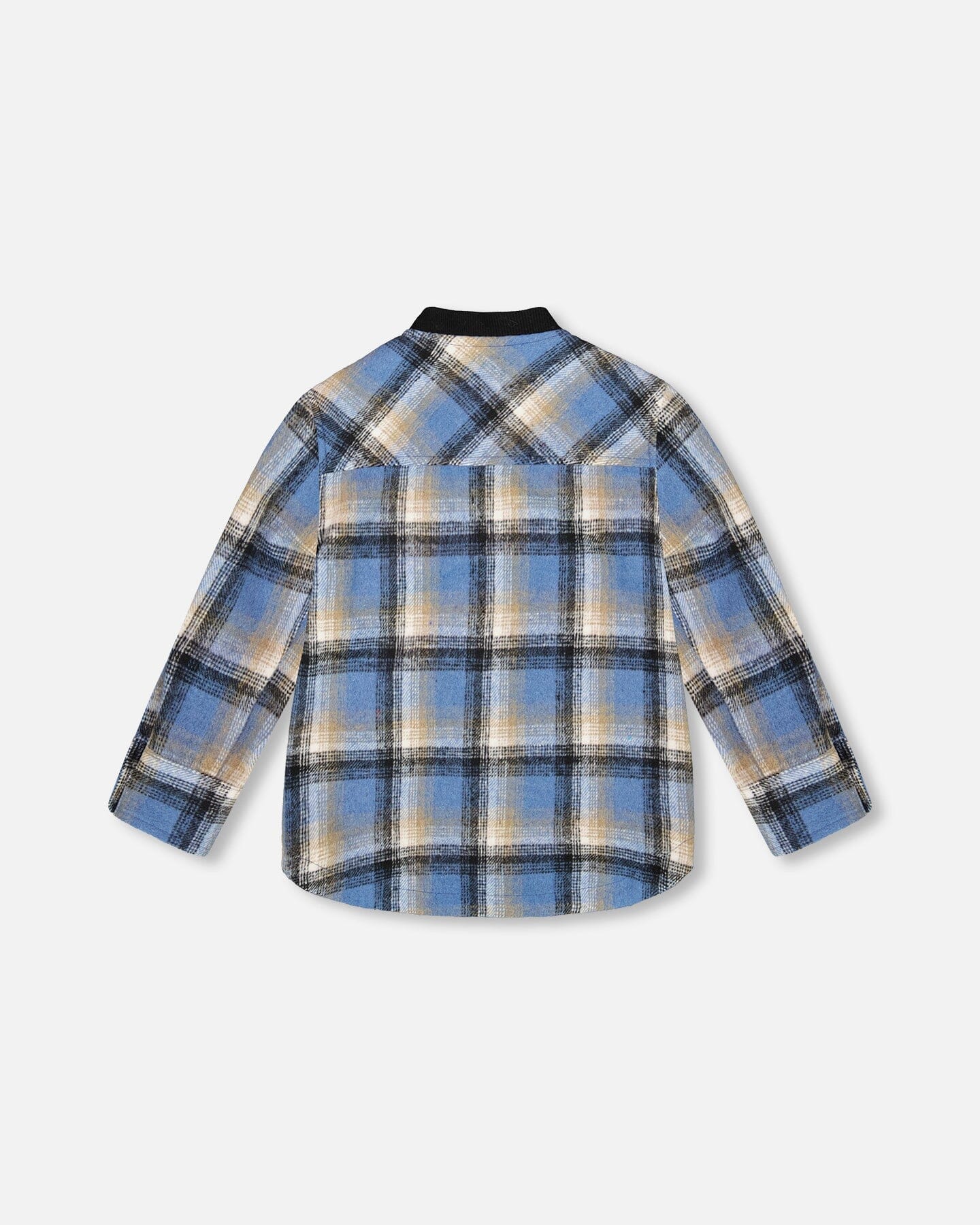 Chemise boutonnée à carreaux brossée à manches longues avec col côtelé