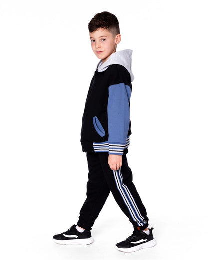 Pantalon de jogging polaire à rayures latérales Noir