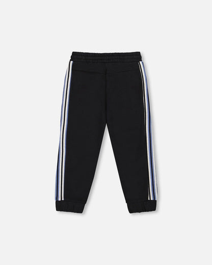 Pantalon de jogging polaire à rayures latérales Noir
