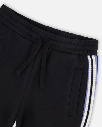 Pantalon de jogging polaire à rayures latérales Noir