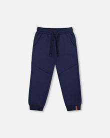 Pantalon de jogging polaire avec poches bleu marine
