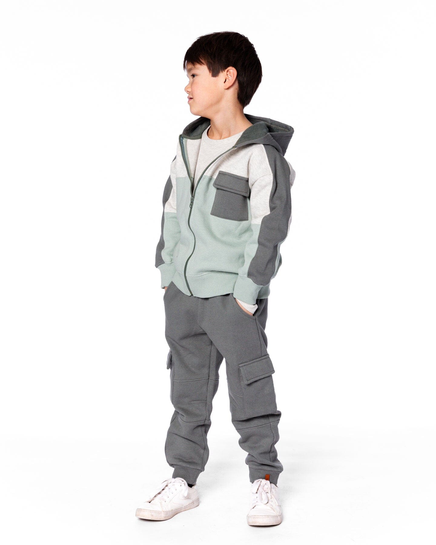 Pantalon de survêtement polaire avec poches cargo Gris vert