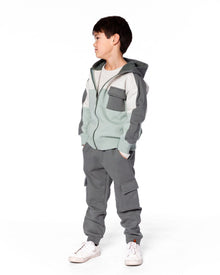 Pantalon de survêtement polaire avec poches cargo Gris vert