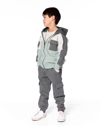 Pantalon de survêtement polaire avec poches cargo Gris vert