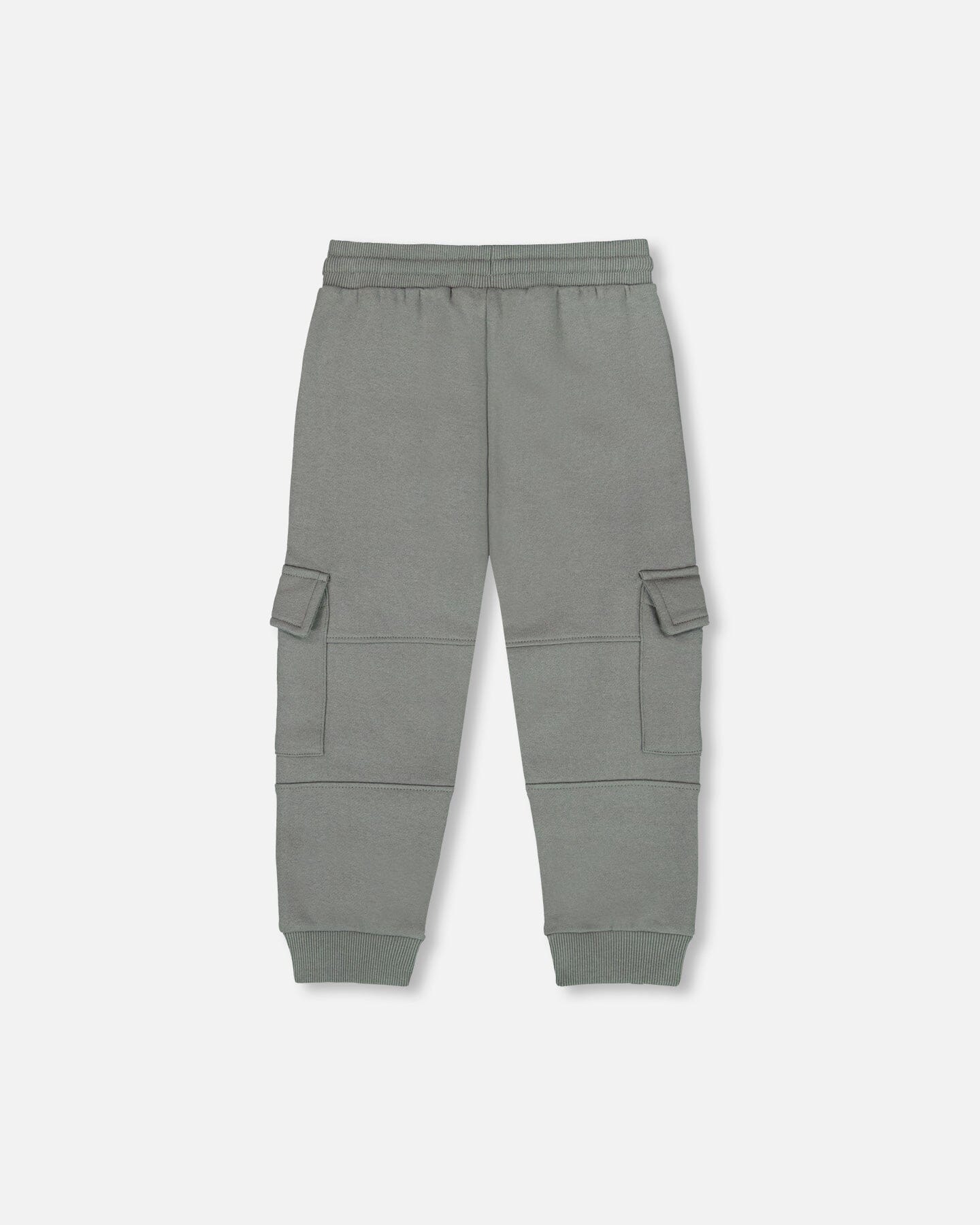 Pantalon de survêtement polaire avec poches cargo Gris vert
