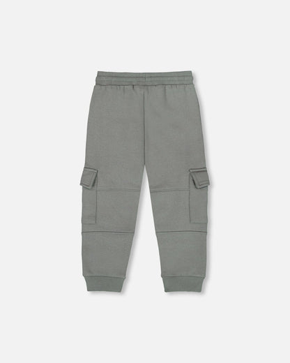 Pantalon de survêtement polaire avec poches cargo Gris vert