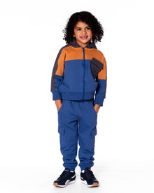 Pantalon de jogging en molleton à poches cargo bleu
