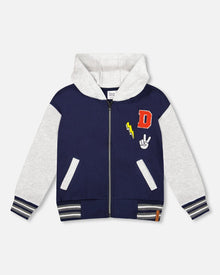 Veste polaire à capuche entièrement zippée bleu marine