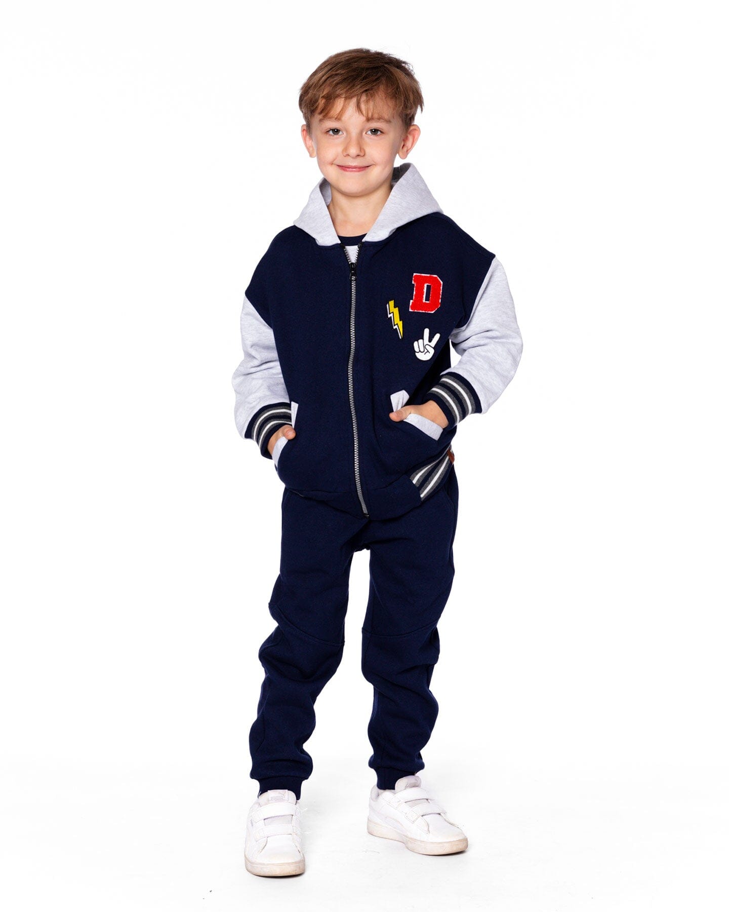 Full Zip Hooded Fleece Jacket Navy Blue