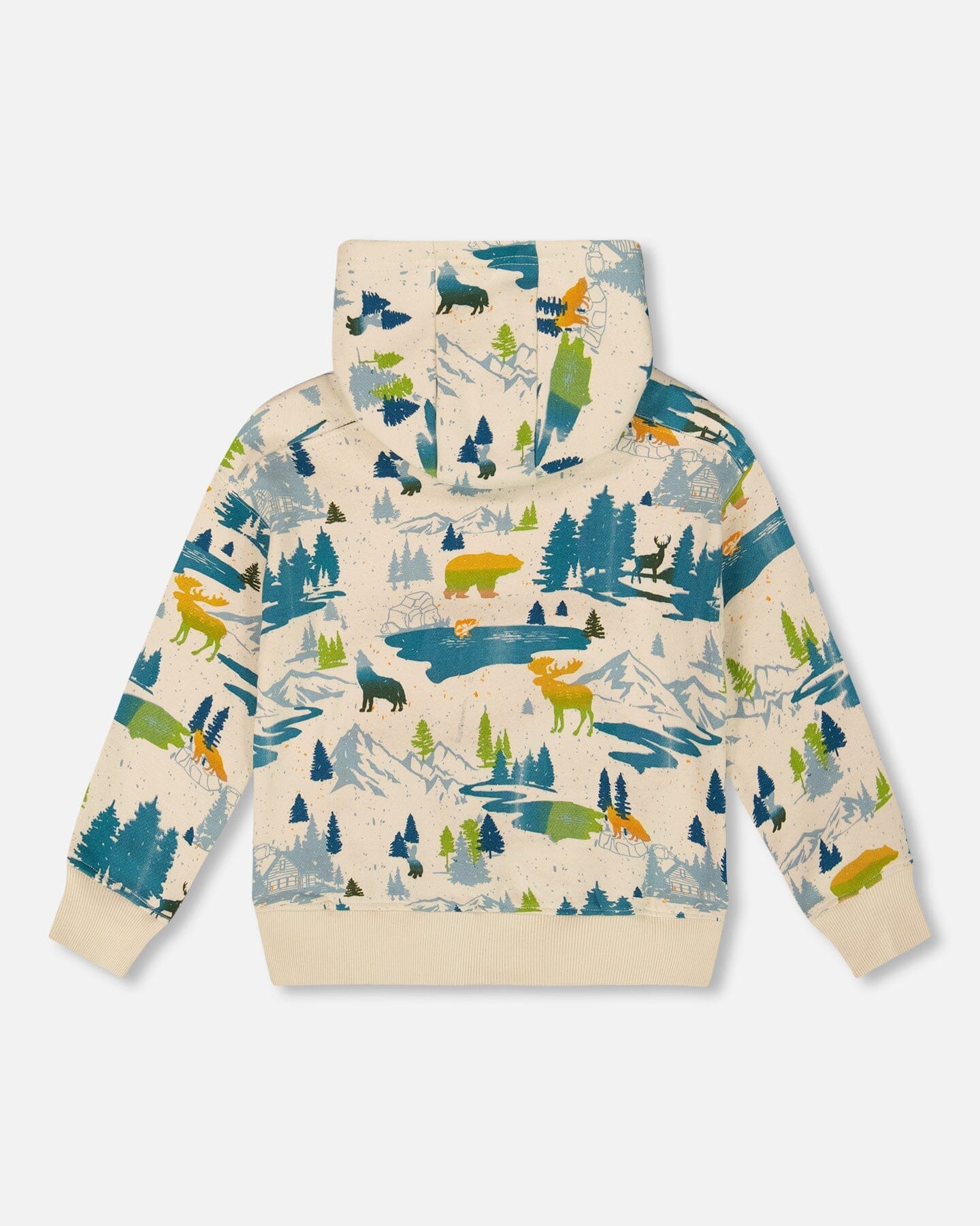 Sweat-shirt à capuche polaire imprimé beige