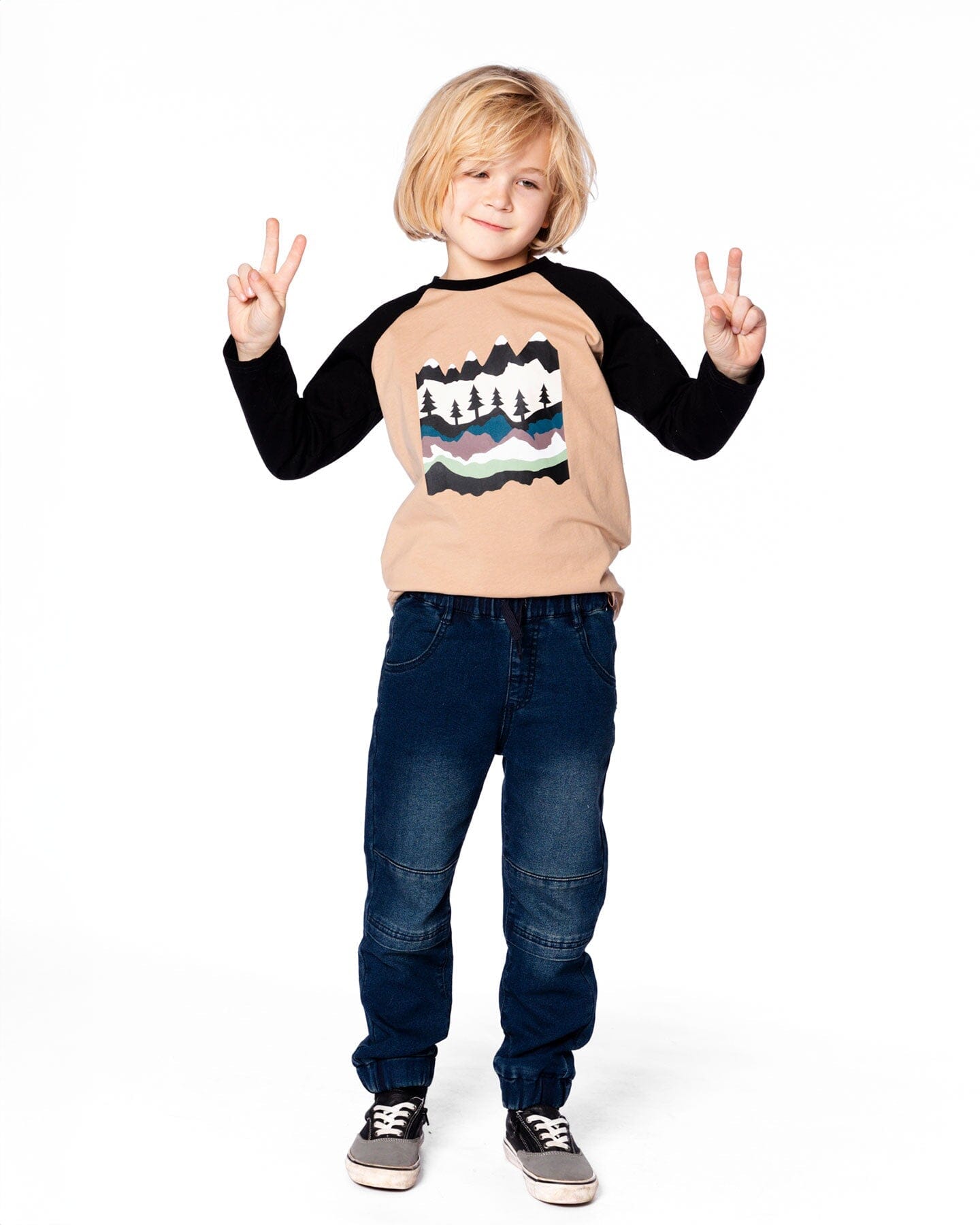 Long Raglan Sleeve Jersey Tee Beige