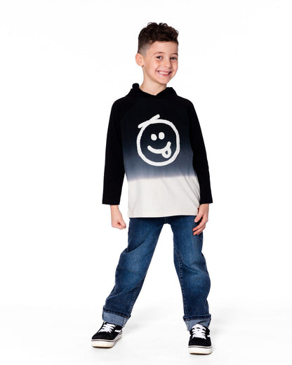 T-shirt à capuche à manches raglan en jersey de coton biologique noir