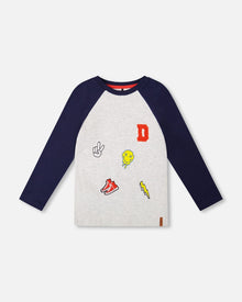 Organic Cotton Raglan Sleeve Tee Shirt Light Heather Grey