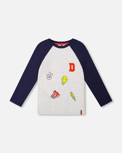 T-shirt à manches raglan en coton biologique Gris chiné clair