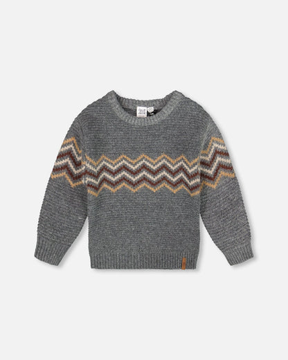 Pull en maille gris foncé chiné