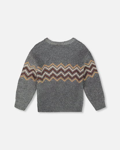 Pull en maille gris foncé chiné