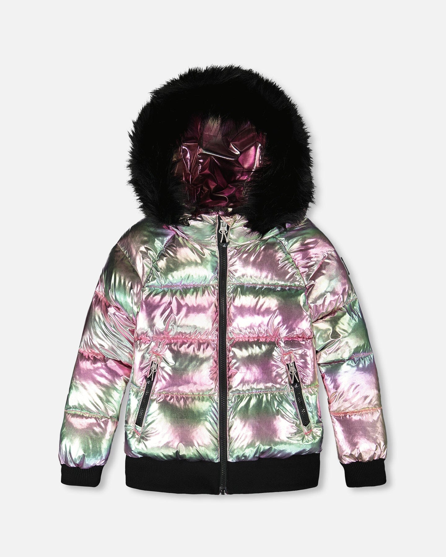 Manteau d'hiver matelassé style bomber métallique multicolore