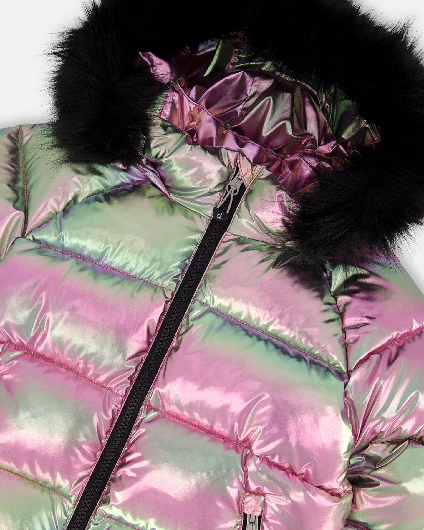 Manteau d'hiver matelassé style bomber métallique multicolore