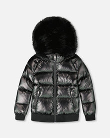 Manteau d'hiver matelassé noir style bomber
