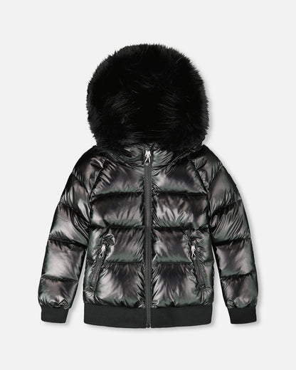 Manteau d'hiver matelassé noir style bomber