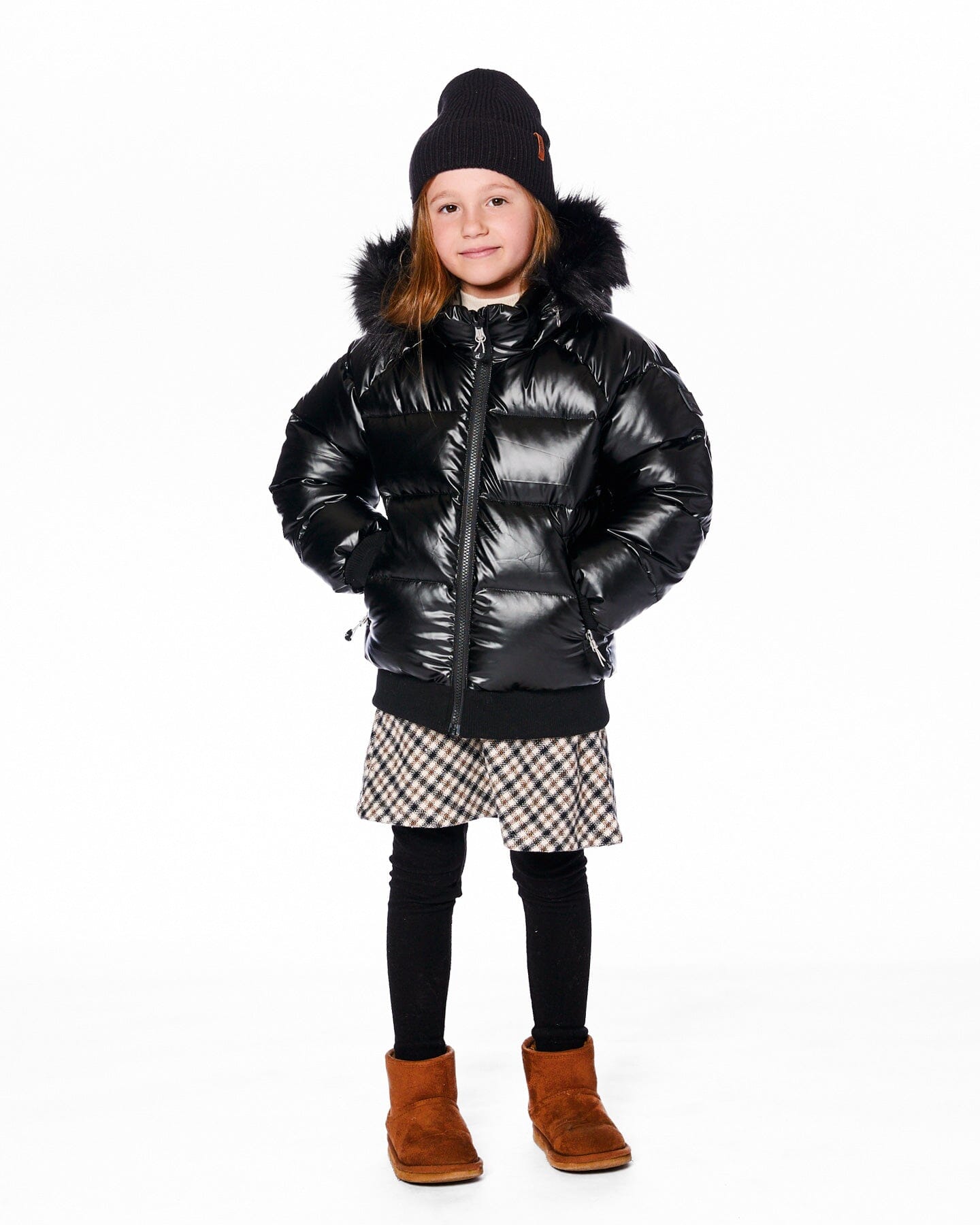 Manteau d'hiver matelassé noir style bomber